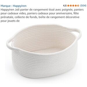White Woven Storage Basket with Handles
